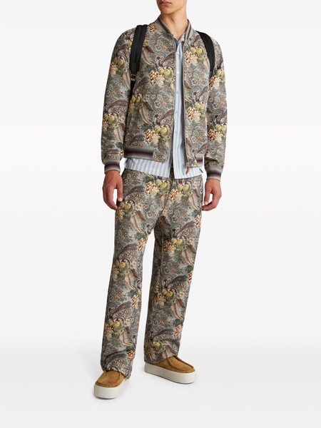 floral-jacquard straight jeans