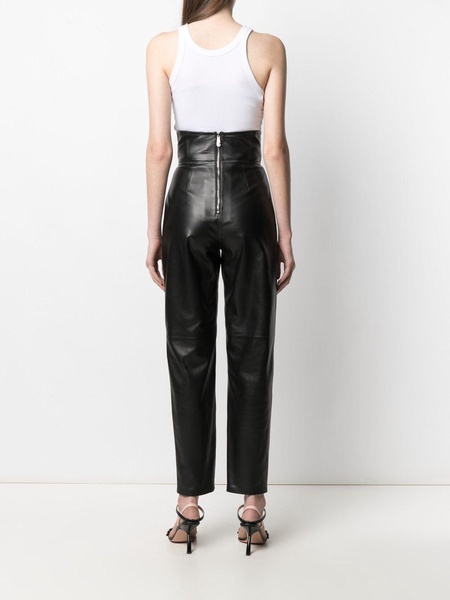 high-waisted leather trousers