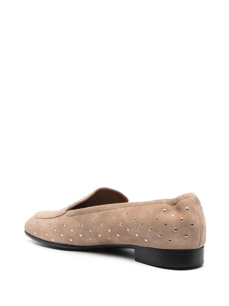 rhinestone-embellished suede loafers