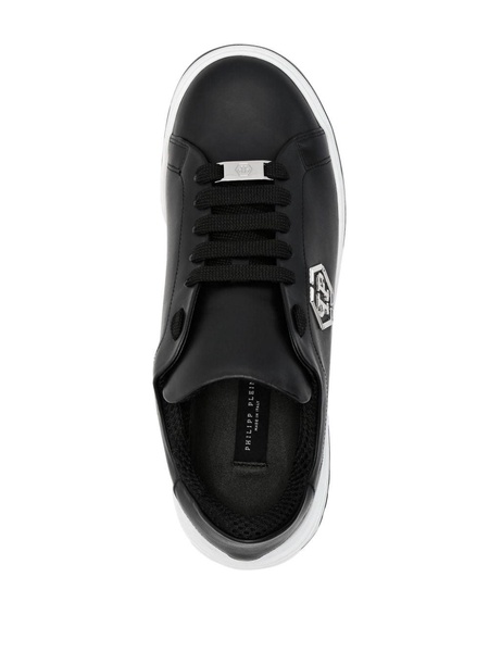 logo-appliqué leather sneakers