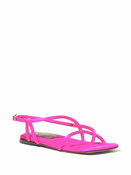 satin-effect strappy flat sandals