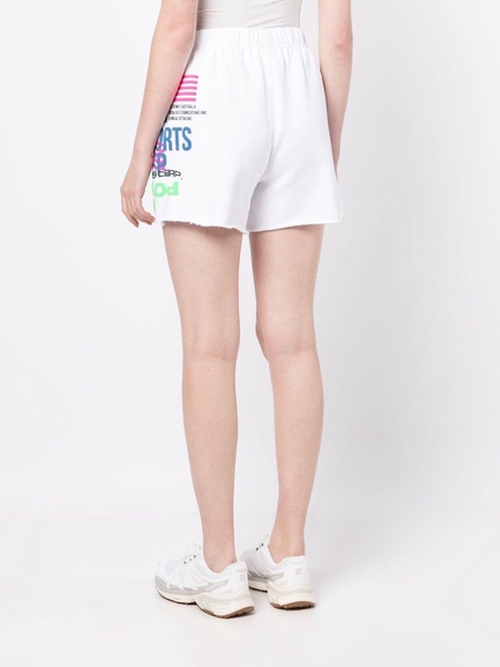 slogan-print elasticated-waist shorts