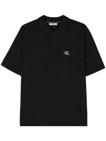 logo-patch check-pattern polo shirt