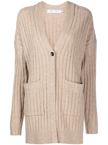 ribbed-knit V-neck cardigan