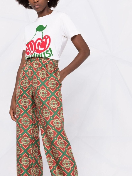 geometric-print high-waist trousers