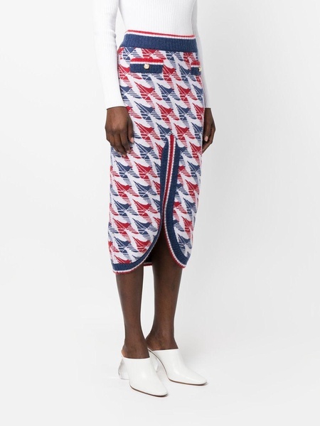 Aviation houndstooth-print midi skirt