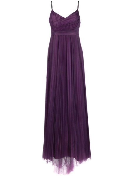 pleated tulle maxi dress