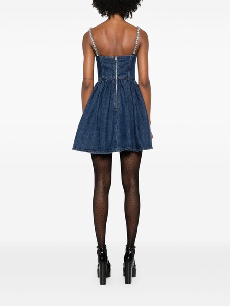 Self Portrait Diamante Denim Flared Dress