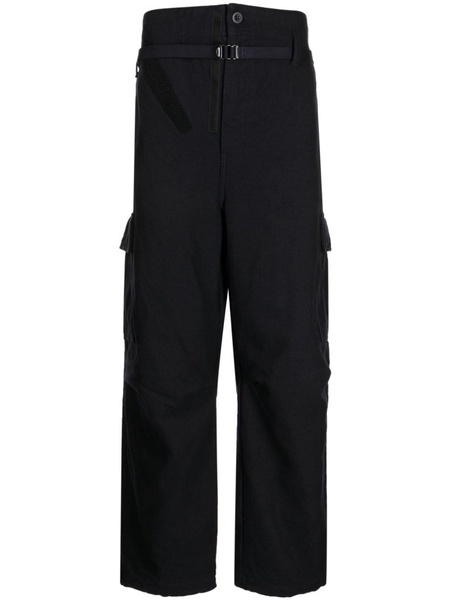 cargo-pocket cotton-blend wide-leg trousers 