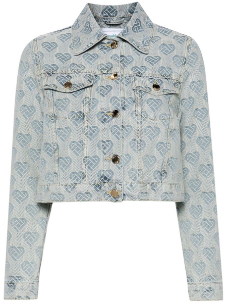 heart monogram-jacquard denim jacket