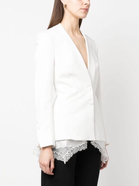 lace-hem collarless blazer