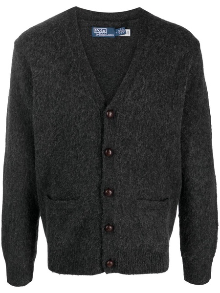 brushed-effect V-neck wool-blend cardigan