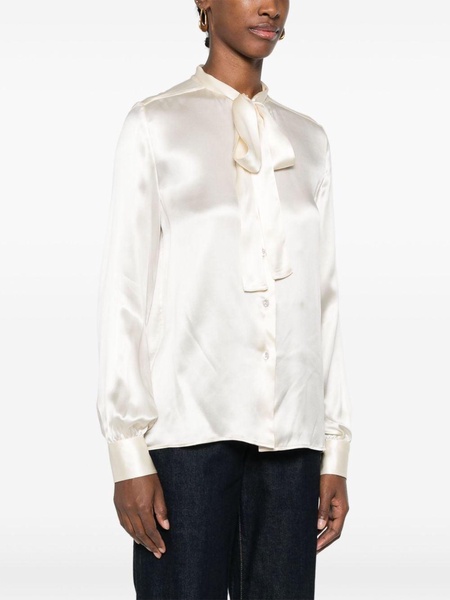 pussy-bow collar silk shirt