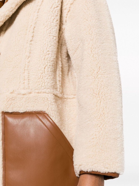 single-breasted faux-shearling coat