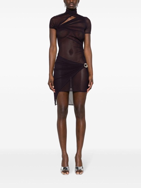 asymmetric sheer mesh dress