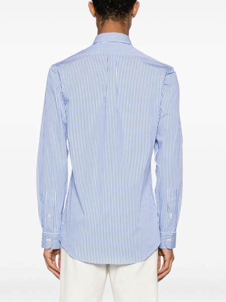 embroidered-logo striped shirt