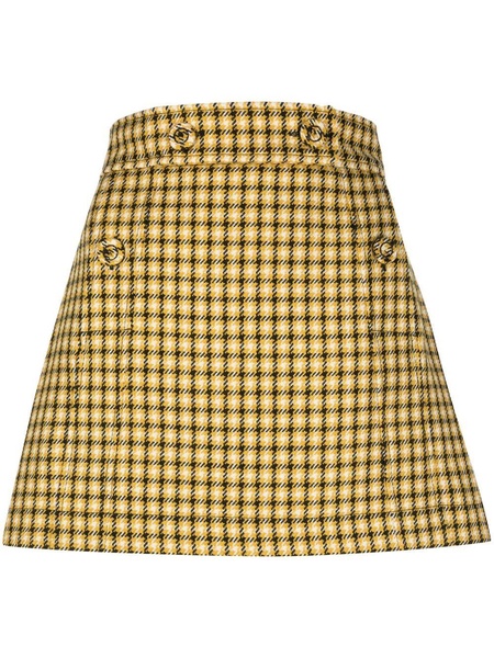 check-print button skirt