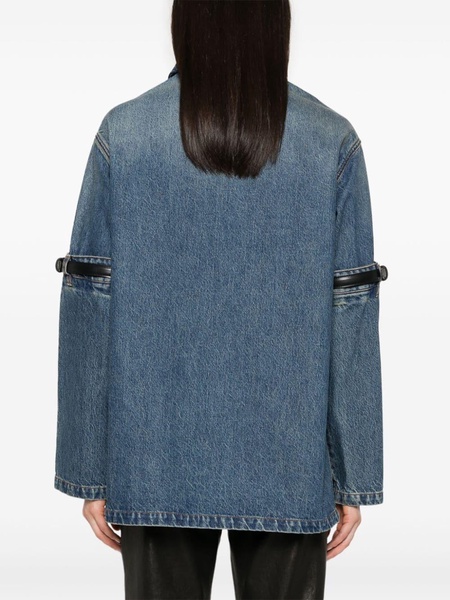 belted-sleeves denim shirt