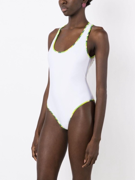 Marmo-print trim swimsuit