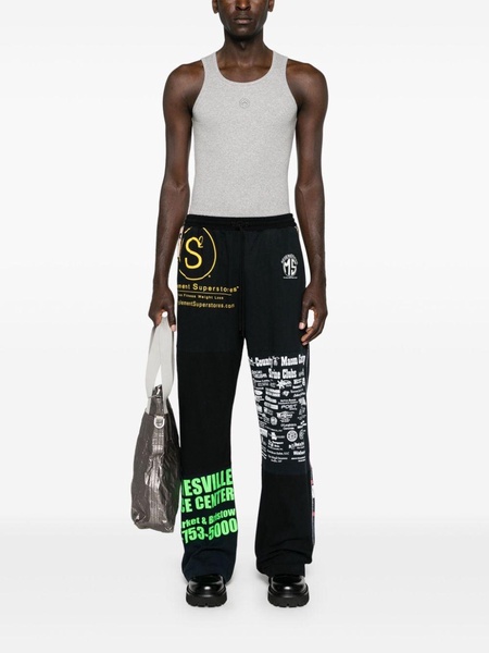 mix-print cotton track pants