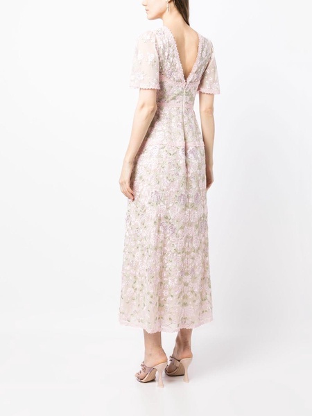 floral-embroidered midi dress