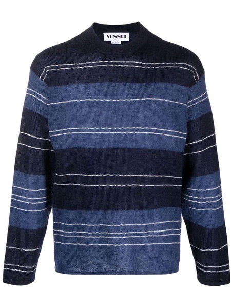 striped patterned intarsia-knit jumper