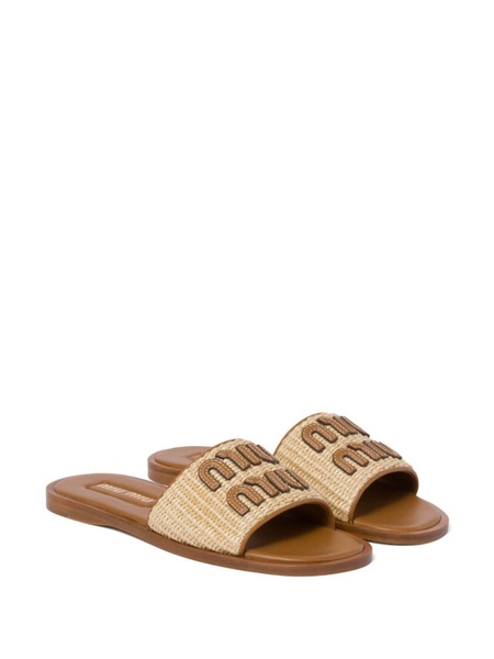 logo-patch raffia slides