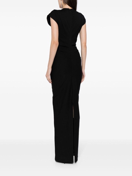 ribbed draped-detail long dress