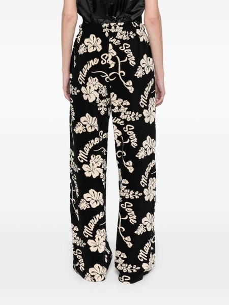 terry-cloth floral straight trousers