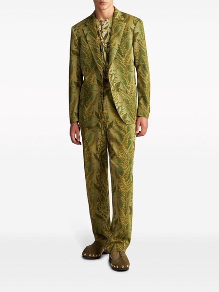 Foliage-jacquard tailored trousers