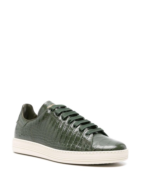 Warwick crocodile-embossed leather sneakers