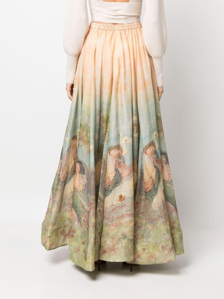 Luminosity painterly-print maxi skirt