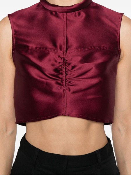 ruched sleeveless crop top