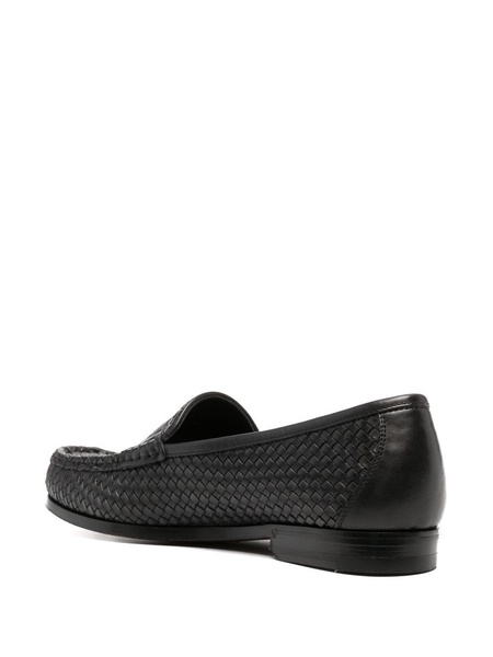 interwoven-design leather loafers