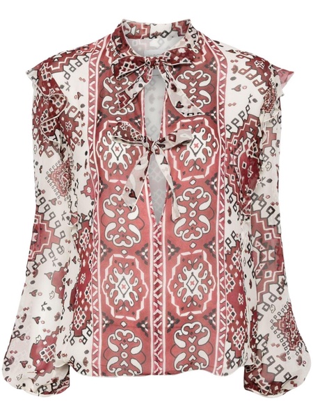 graphic-print silk blouse