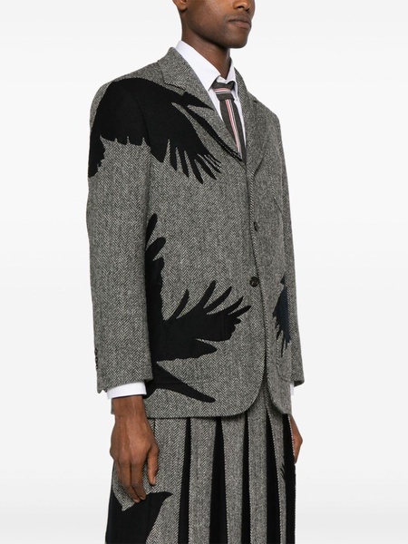 Harris-tweed raven-embroidered blazer