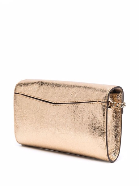 metallic-finish clutch bag