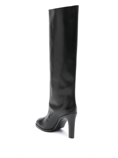 Wide Shaft leather knee-high boots