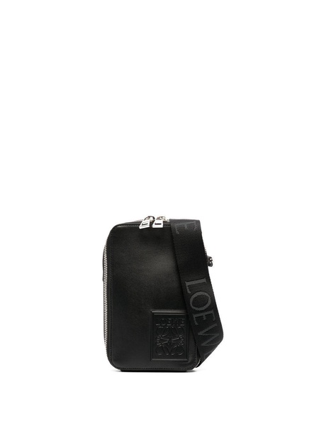 Vertical leather shoulder bag