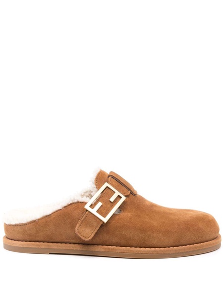 Brown Fendi Feel Suede Slippers