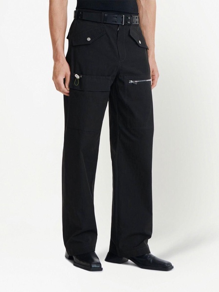 multi-pocket straight-leg trousers