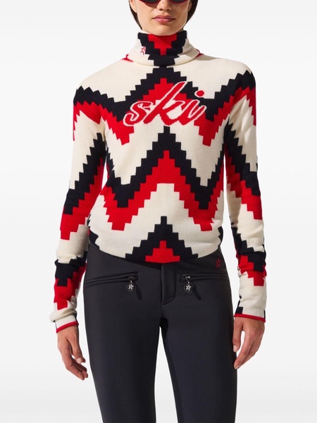 chevron roll-neck jumper