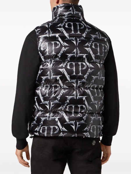 logo-print drawstring padded gilet