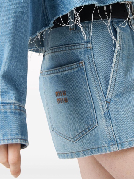 logo-embroidered denim shorts