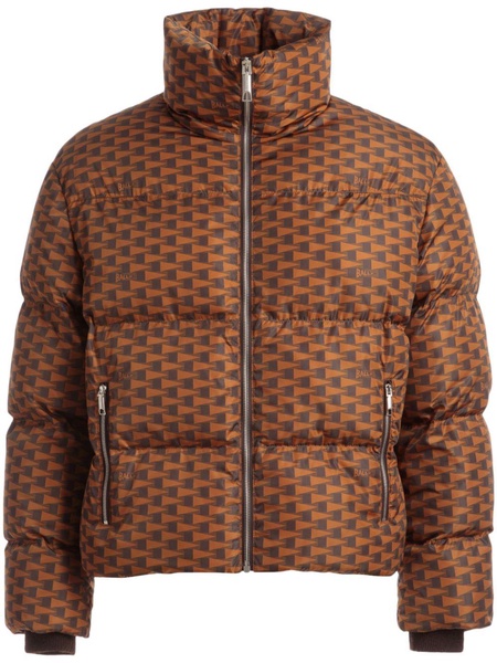 geometric-print padded jacket