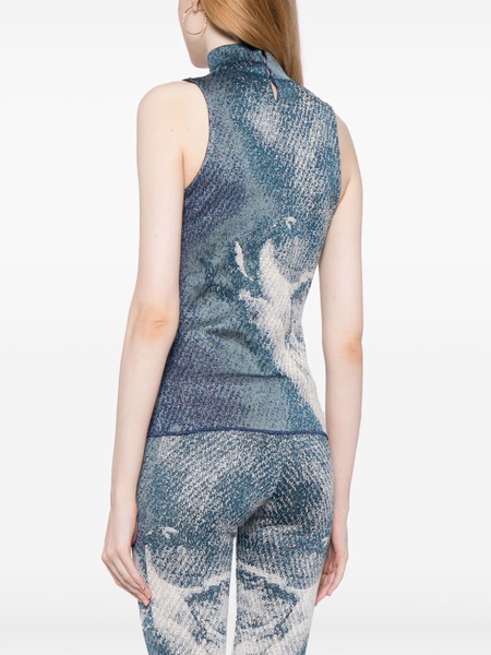 patterned-jacquard glitter top