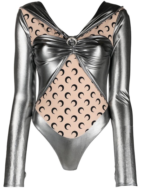 Regenerated panelled metallic bodysuit