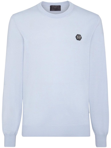 logo-patch merino wool jumper