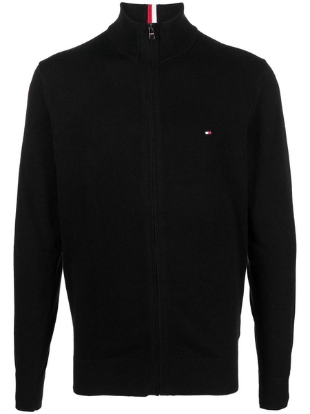 embroidered-logo zip-up jumper 