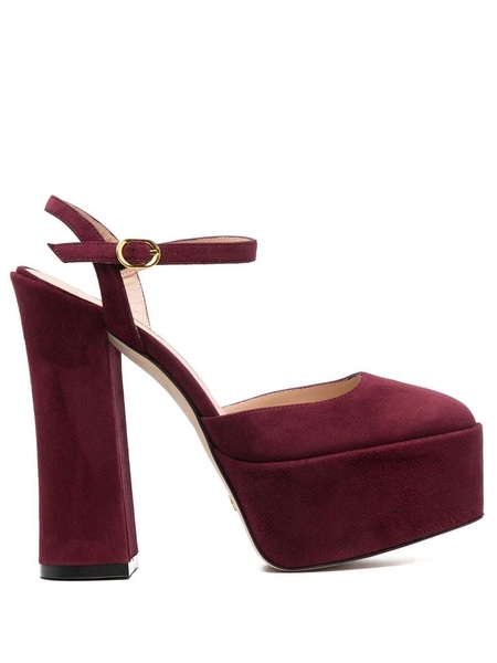 square-toe 115mm suede platform pumps